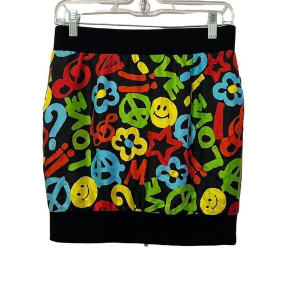 MOSCHINO COUTURE Iconic !!! New w Tags Mini Skirt Size 6 Small ‘Peace Love’ - Picture 7 of 10
